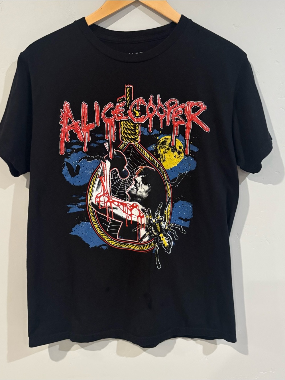 Vintage Alice Cooper T-Shirt Noose And Dripping Red Text SZ Medium